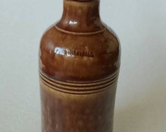 N. Antoine & Fils bottle Encre Japonaise, brown stoneware 17cm, lettet R, master ink bottle, antique stoneware