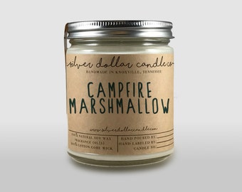 Campfire Marshmallow Scented Candle, Soy Candle, Marshmallow, Handmade Scented Candle, Mens candle, gift for men, natural candle, man candle