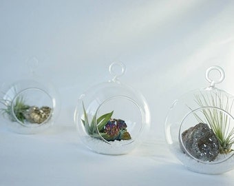 NEW! Petite Air Plant Terrarium Kit - Crystal - Build your own - Druzy - Geode - Airplant - Hanging Garden