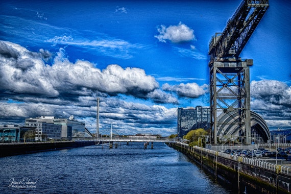 Glasgow, Digital Download, finnieston crane, river, water photography, scotland, scottish photography, wall decor, glasgow landmarks