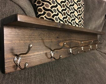 Rustic Coat Rack Shelf, Wall Coat Rack with Shelf, Wall Shelf with Hooks, Entryway Shelf, Coat Rack Wall, Rustic Home Decor, Wall Decor