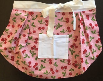 Pink And Red Cherry Apron
