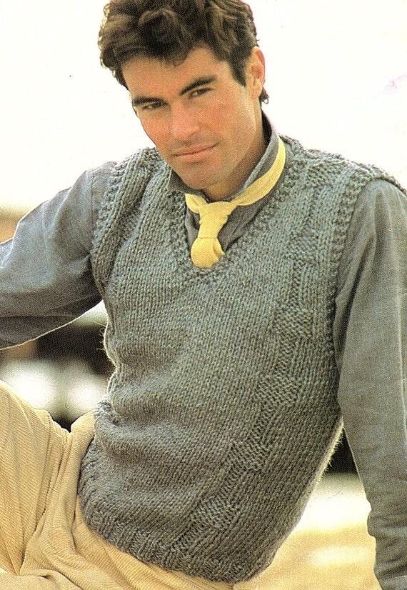 Mens Vest, Easy & Quick, Knitting Pattern. PDF Instant Download. from ...