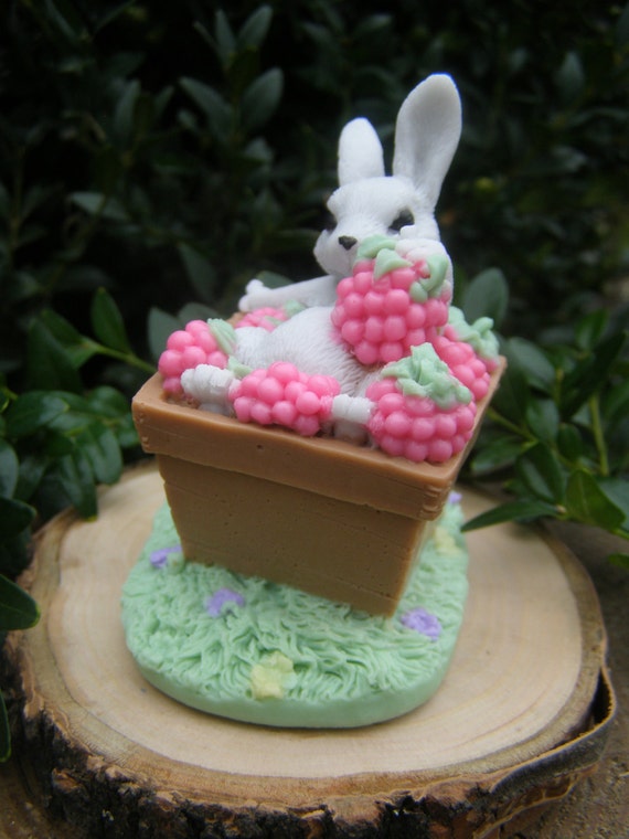 Charming Tails Rabbit in Raspberry bathtube 3d mold Bunny with Berry in Bath silicon molds soap Charming Tails Rabbit in Raspberry bathtube 3d mold Bunny with Berry in Bath silicon molds soap