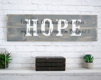 Christian Wood Sign – Bible Verse Wall Art – Scripture Wall Décor – Wood Home Wall Décor – Wood Sign Sayings – Hope Sign - Family Wall decor