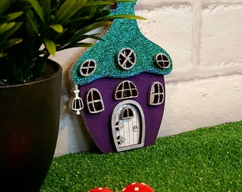 Curly Fairy Door Handpainted embellished Glitter Fairy, elf door, 3D Room Decor, Fairy Kit, Fairy Accessories, Role Play gift