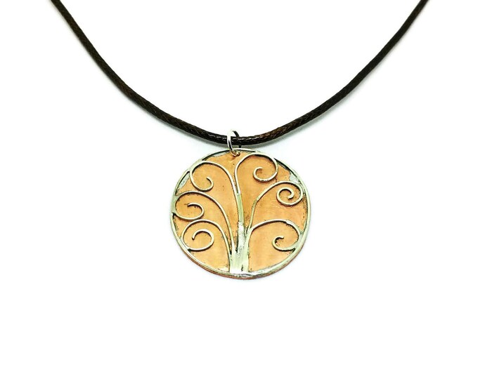 Sterling Silver Tree of Life Pendant, Copper & Silver Tree of Life Necklace, Mixed Metal Necklace, Mother's Day Gift, Unique Birthday Gift