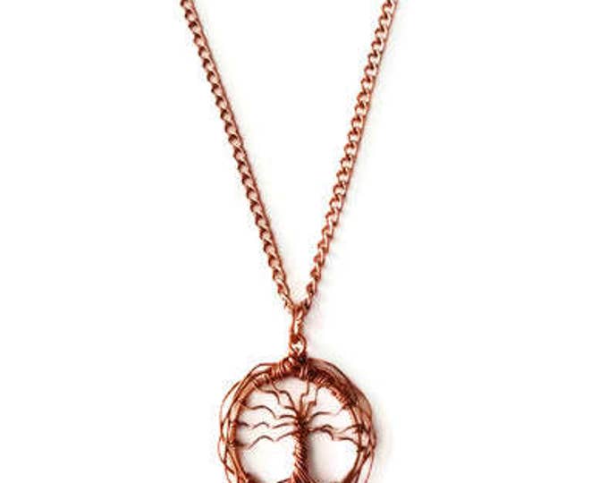 Copper Tree of Life Necklace, Braided Copper Pendant, Copper Wire Necklace, Unique Birthday Gift, Gift for Her