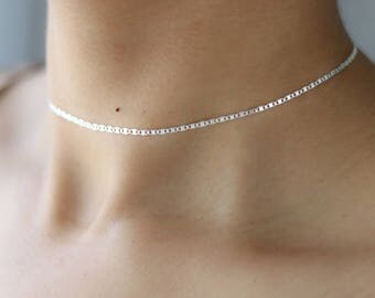 Dainty Silver Choker - Delicate Silver Necklace - Layering Necklace - Boho Jewelry - Minimalist Jewelry - Gift for Her - Simple Chain Choker