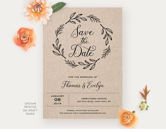 Rustic Save the Date Template Instant Download Printable