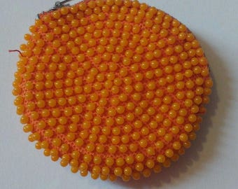 Cute Little True Vintage Orange Lumure Corde Bead Purse