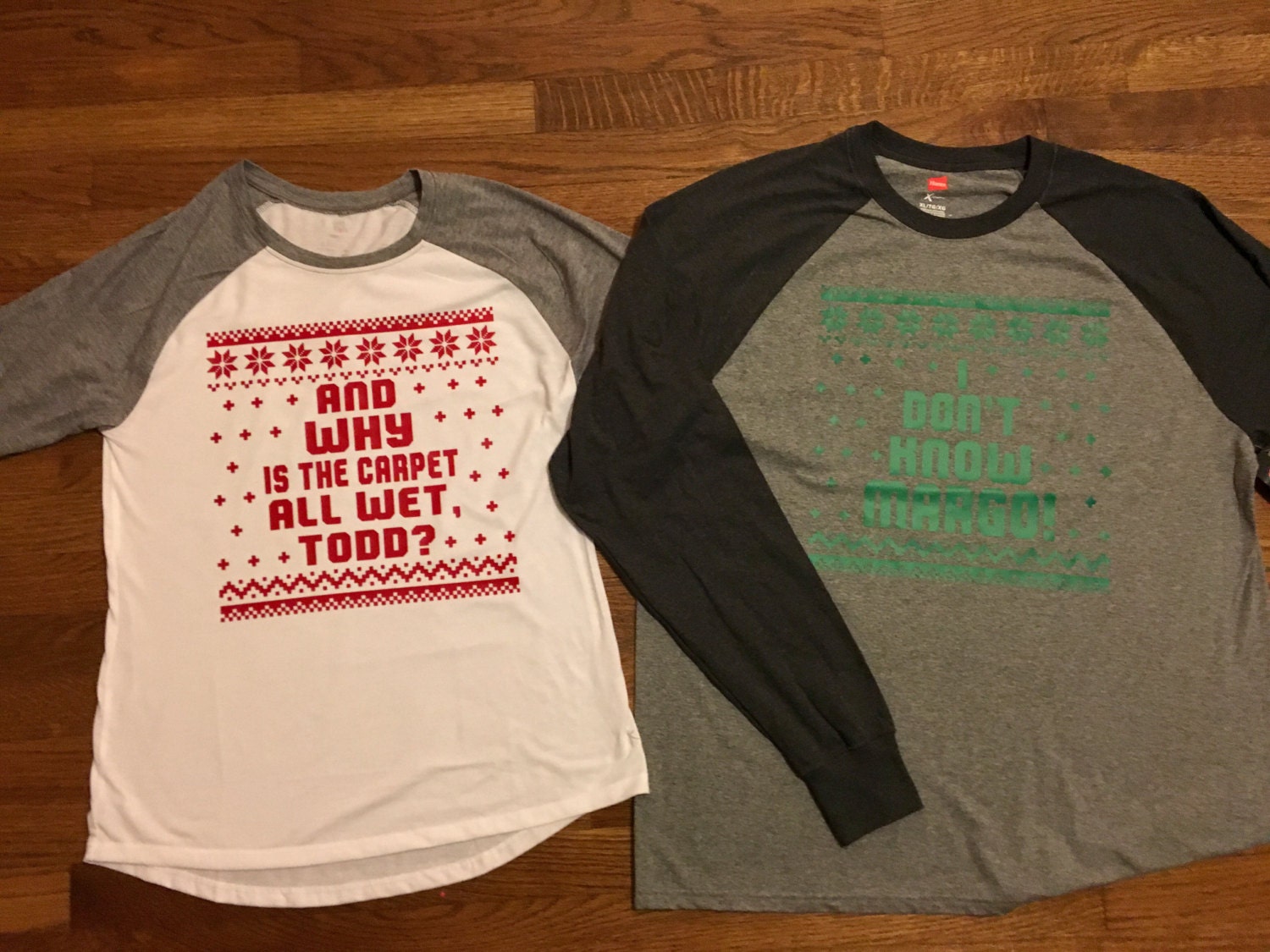 Couples Christmas Vacation inspired sweater style shirts