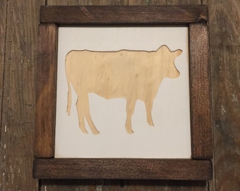 Cow Mini Engraved Wood Sign