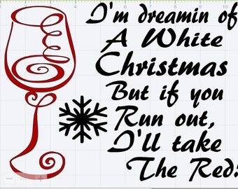 White Wine Christmas EPS SVG DXF Studio 3 Cut Files