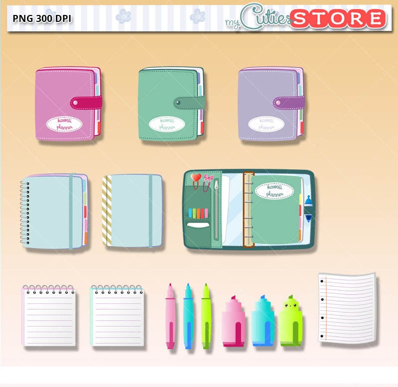 Download Kawaii Planner Clipart Printable Planner Stickers by ...