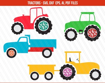 Tractor SVG cutting files, DXF, Tractor Svg, Tractor monogram, Farmer Svg, Cricut, 4H svg- Svg, Dxf, Ai, Pdf, Eps - Instant digital download