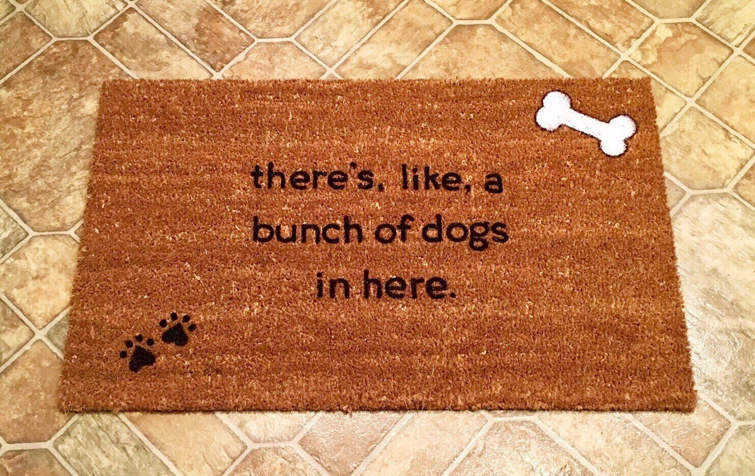 there's like a bunch of dogs in here Custom Door Mat Dog