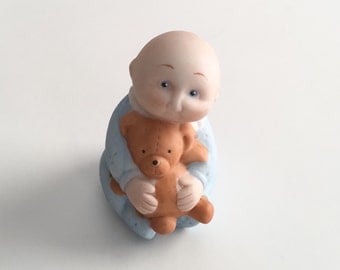 Vintage Cabbage Patch Kid Figurine, Baby Figurine, 1984 Cabbage Patch Figurine, Porcelain Baby Figurine, Baby Shower Gift, Baby Shower Decor