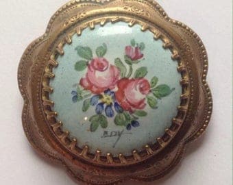 Antique Brooch, Antique Jewellery, Victorian Jewellery, Victorian Hand Painted Brooch, Vintage Brooch, Antique Pin, Antique Jewelry, Pin