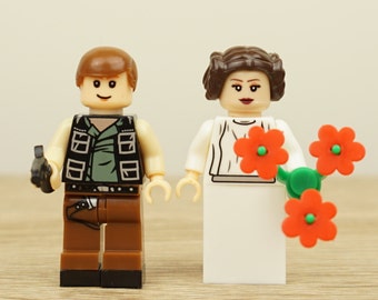 Star Wars wedding cake topper, Han Solo and Leia StarWars Cake Topper, Star Wars Cake Topper, Lego Wedding Cake Topper, Lego Cake Topper