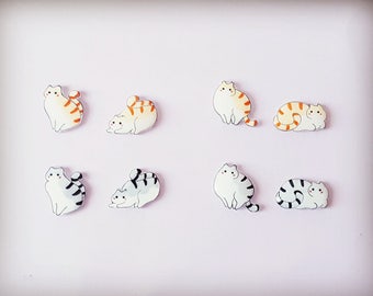Cat earrings, Cat stud earrings, Cat jewellery, Earrings, Cat lovers,Crazy cat lady, Orange tabby, Grey tabby