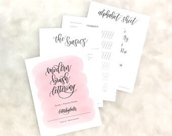 Modern Brush Lettering | Modern Calligraphy | Hand Lettering | Digital Download | Practice Sheets + Guide for Beginners