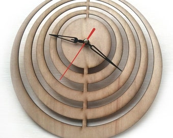 Laser cut Wall Clock, Laser Cutting Wood Clock, Modern Design Laser Cut Clock, Darts Wall Clock, Unique Clock, Minimalist Clock