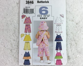 Butterick 3846 Sewing Pattern Infants' Top, Shorts, Pants and Hat Size NB-M / six sew easy / toddler clothing / baby clothes / children