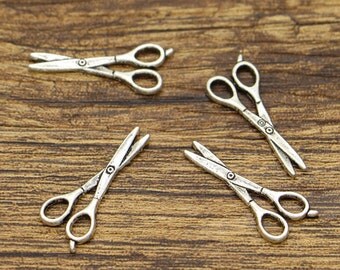 50pcs Scissor Charms Sewing Charms Antique Silver Tone 26x10mm cf2920