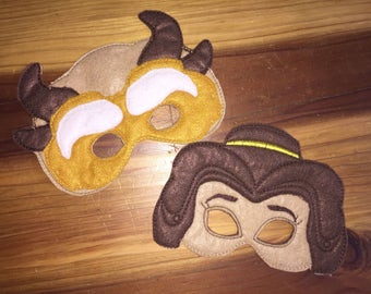 Beauty and the Beast inspired embroidery felt masks