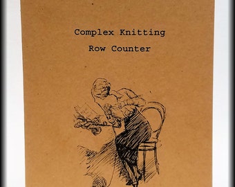 Complex Knitting Row Keeper Journal. 64 Pages. 8.25 x 5 inches. 40 Cover Color Choices. Keep track of complex row projects.