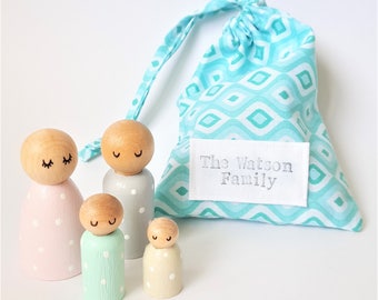 Personalised Peg Family, Custom Peg People, Wooden Peg Dolls, Mothers Day Gift, Anniversary Gift, Personalised Baby gift