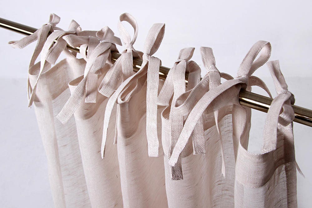 Tie Top Linen Curtain Sheer Curtain Panel Custom Linen