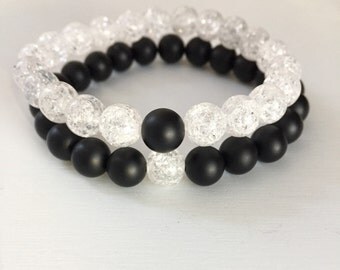 Bracelets for Couples, Couples Bracelet, His and Her Bracelets, Yin Yang Bracelet, Relationships Bracelets, Onyx Bracelet