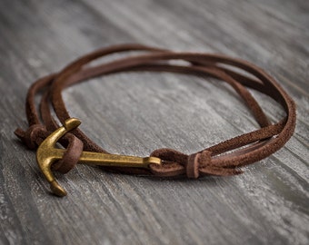 Anchor bracelet mens bracelets woman bracelets leather bracelets cuff bracelet wrap bracelets brown bracelet sea bracelets nautical bracelet