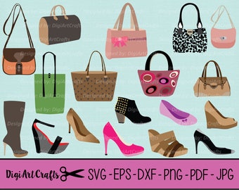 Purses and Shoes Collection SVG files / Girly clip art / High heel clipart / eps purses / SVG boots / dxf / Pretty Clipart / Commercial Use
