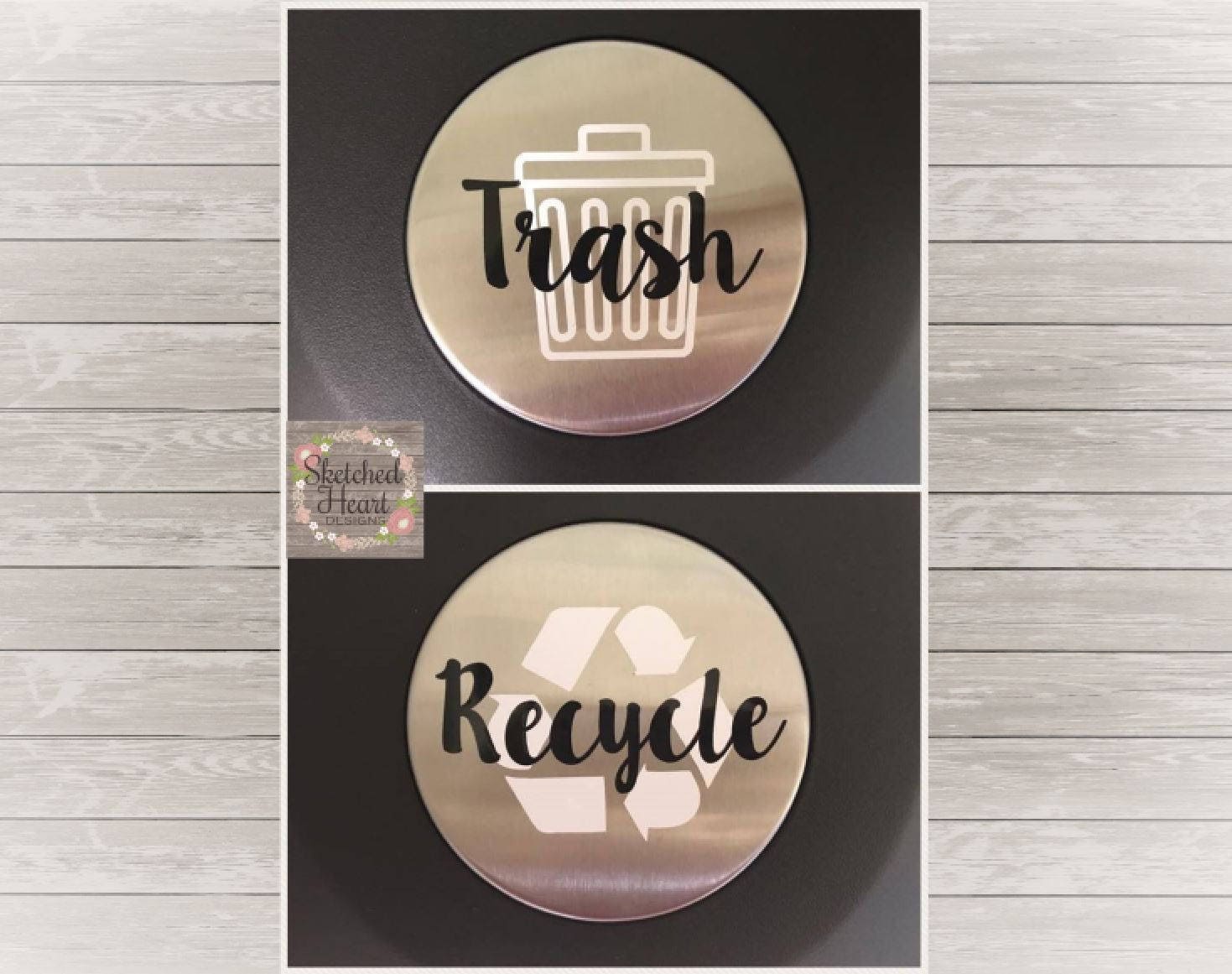 Trash Recycling Can labels trash bin decal recycling bin
