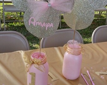 Personalized Minnie Mouse centerpieces 3pcs