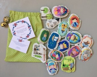 cotton Story Stones / story telling / story stone stuffed in kapok / montessori toys / travel toy