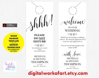 Wedding Door Hanger Template, Door Hanger Printable, Please Do Not Disturb Door Hanger, Wedding Favor, Instant Download, Wedding Printable
