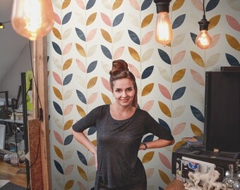 Scandinavian style pattern || Vintage wallpaper || Self adhesive wall mural || Wall covering #60