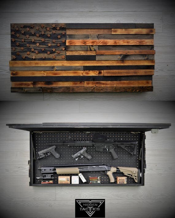 Hidden Gun Case The Torched American Flag RAISED