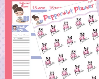 Cute little Errands panda planner stickers #277