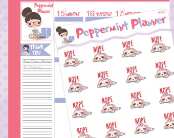 Sloth NOPE planner stickers #320