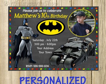 Batman Invitation -Invite , Batman Birthday, Invite -Batman Personalized, Digital File
