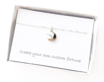 Silver Fortune Cookie Necklace, Fortune Cookie Necklace, Good Luck Gift, Gift for Good Luck, Good Luck Necklace, Fortune Necklace