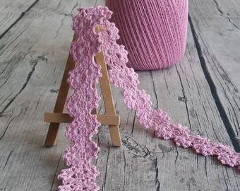 Hand Crocheted Lilac Cotton Edging / Lace / Trim / Ready to ship