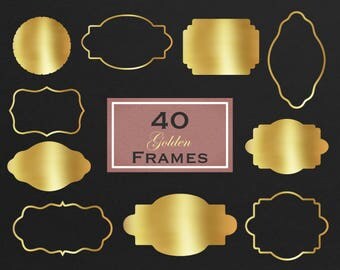 Gold frames clipart, decorative gold frames, digital frames, gold borders, clipart, scrapbook, decorative frame clipart, INSTANT DOWNLOAD