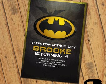 Batman Invitation - Batman Invite - Batman Birthday Invitation - Batman Birthday Party - Batman Digital File Download