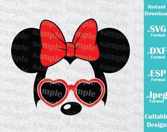 INSTANT DOWNLOAD SVG Disney Inspired Minnie Mouse Sunglasses Ears for Cutting Machines Svg, Esp, Dxf and Jpeg Format Cricut Silhouette